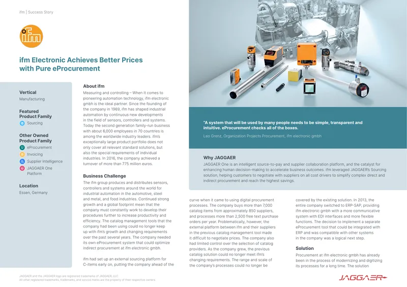 eProcurement System Implementation at ifm Electronic