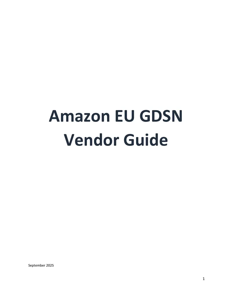 Amazon EU GDSN Vendor Guide