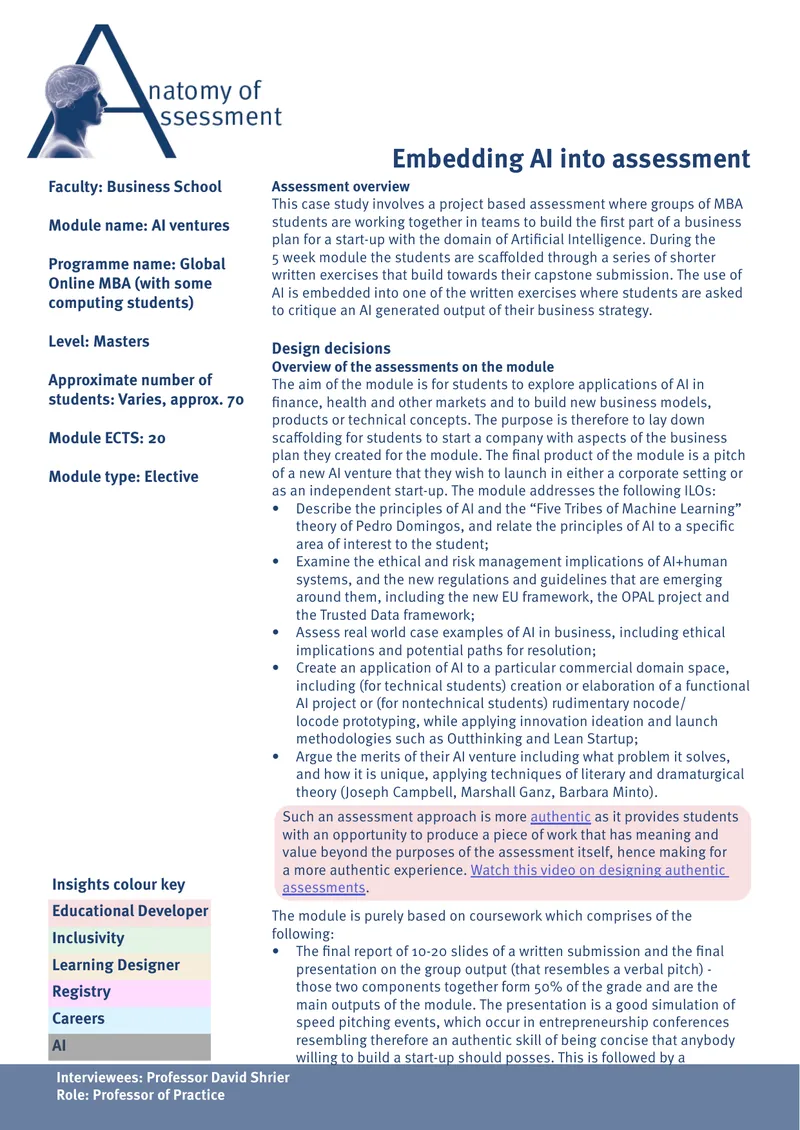 AI Ventures Module Assessment Framework
