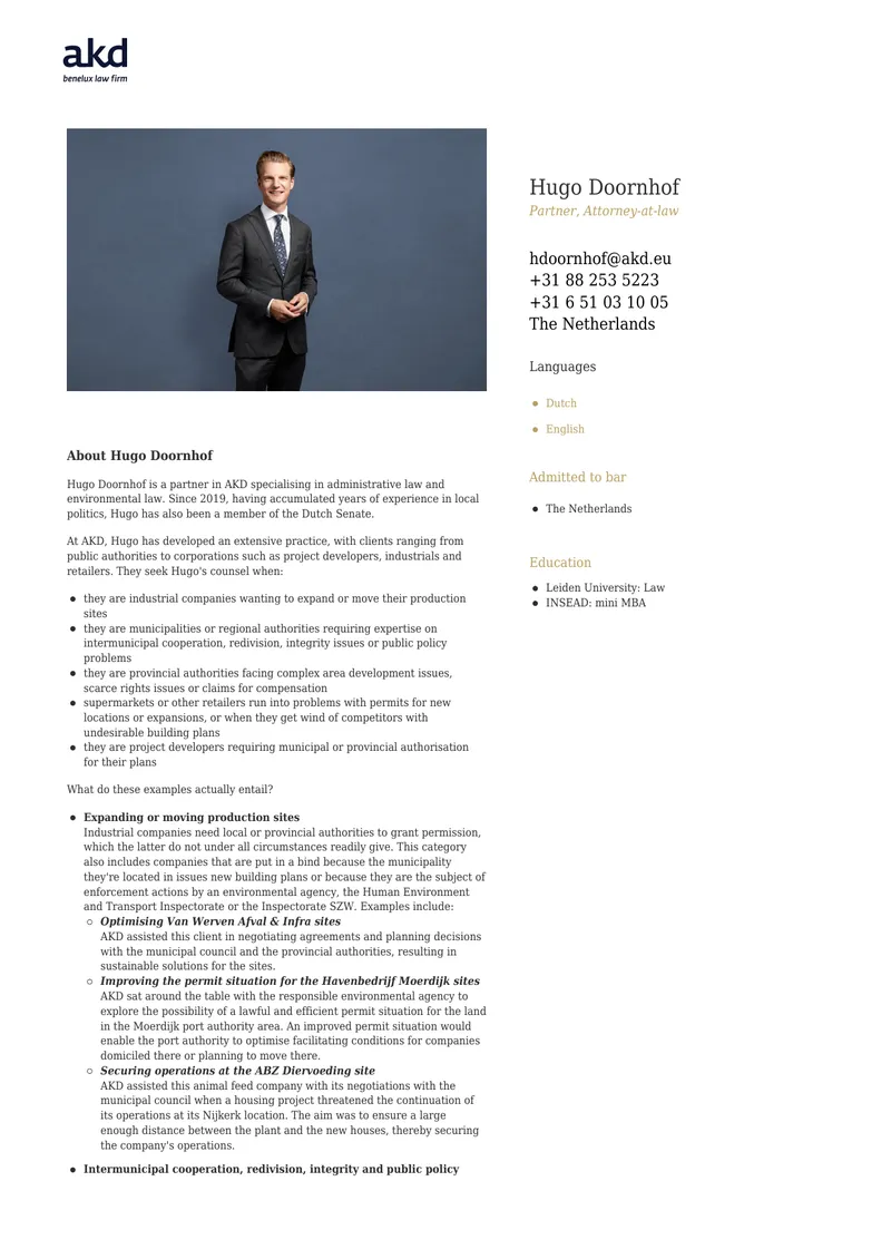 Profile of Hugo Doornhof and Legal Expertise