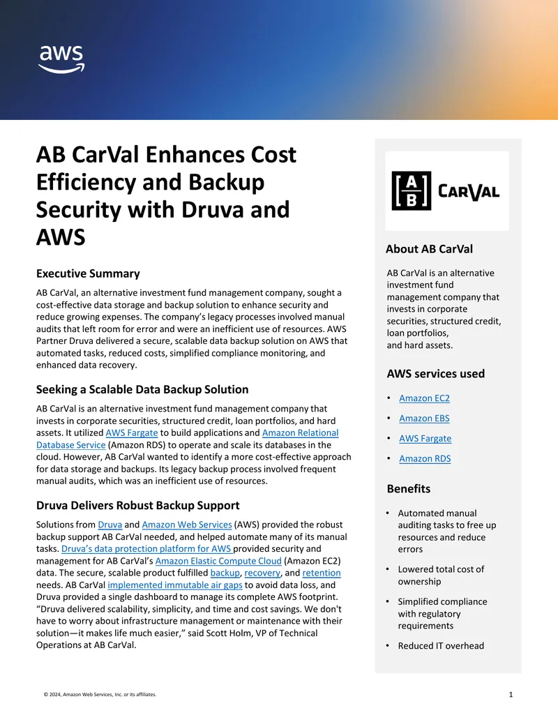 AB CarVal Implements Druva for Data Backup Efficiency