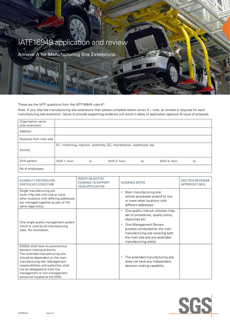 IATF16949 Extended Manufacturing Site Application Guide