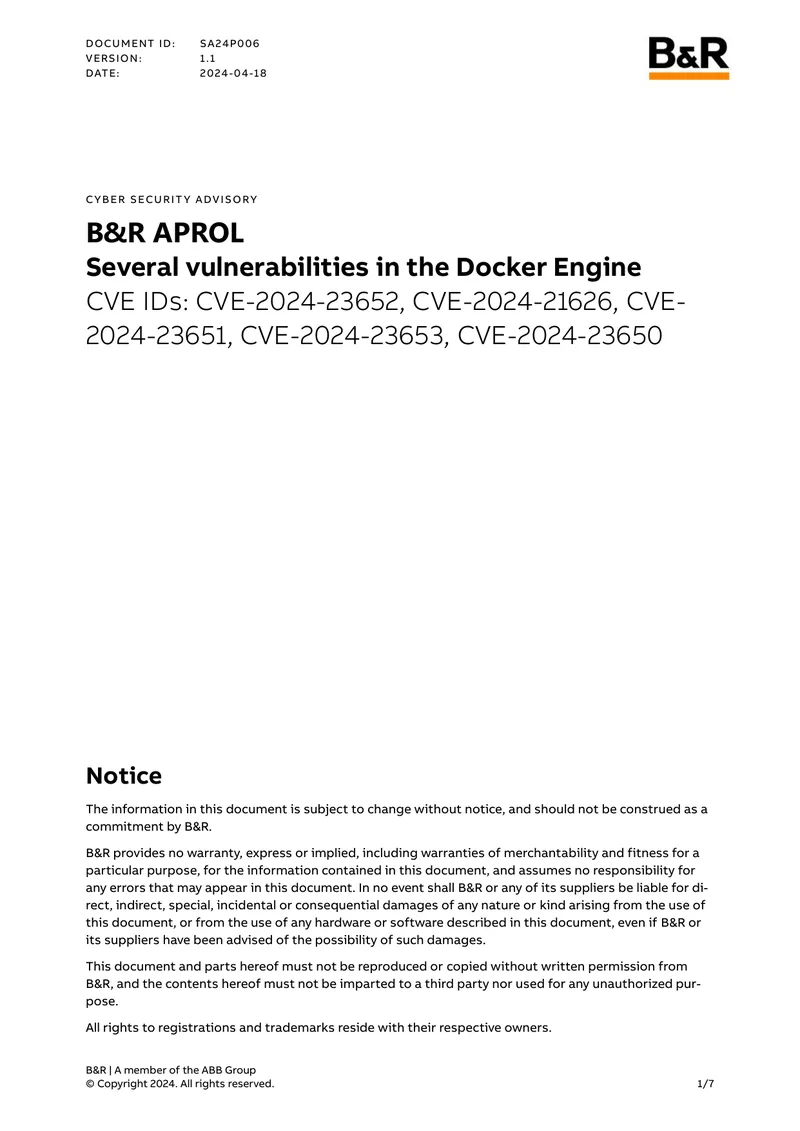 Cyber Security Advisory on Docker Engine Vulnerabilities