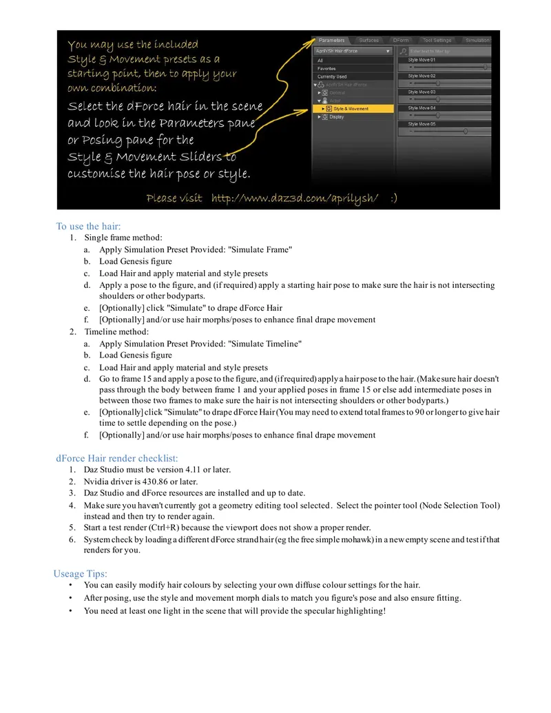 dForce Hair Simulation and Rendering Guide