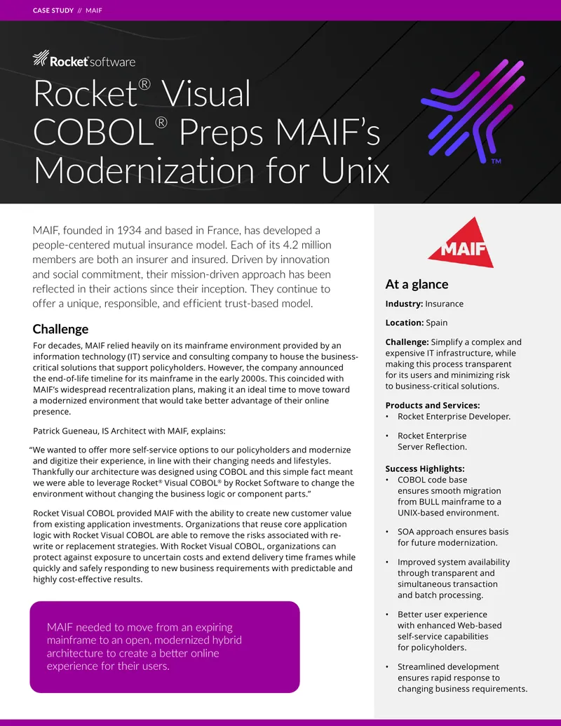 MAIF Modernization Case Study Using Rocket Visual COBOL