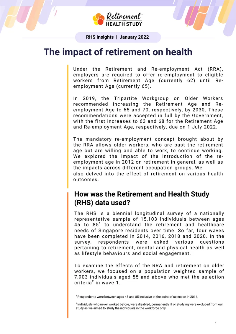 Impact of Retirement and Re-employment on Health