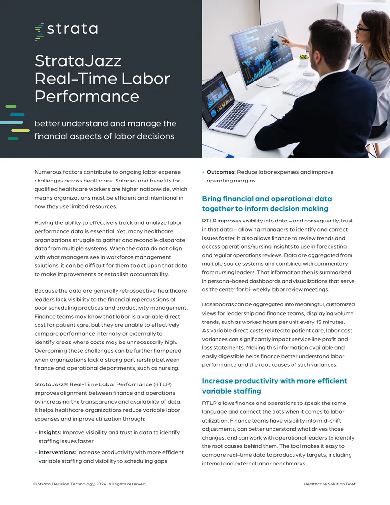 StrataJazz Real-Time Labor Performance Overview