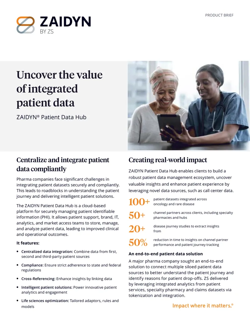 ZAIDYN Patient Data Hub Product Brief