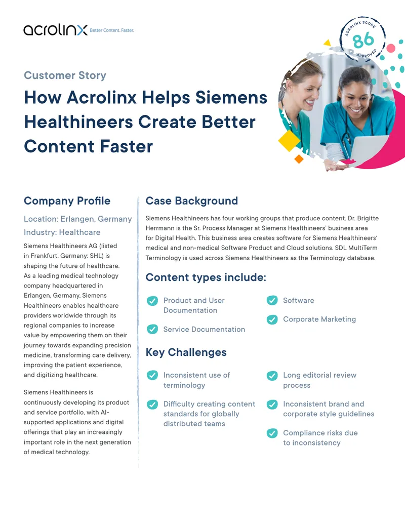 Acrolinx Implementation at Siemens Healthineers