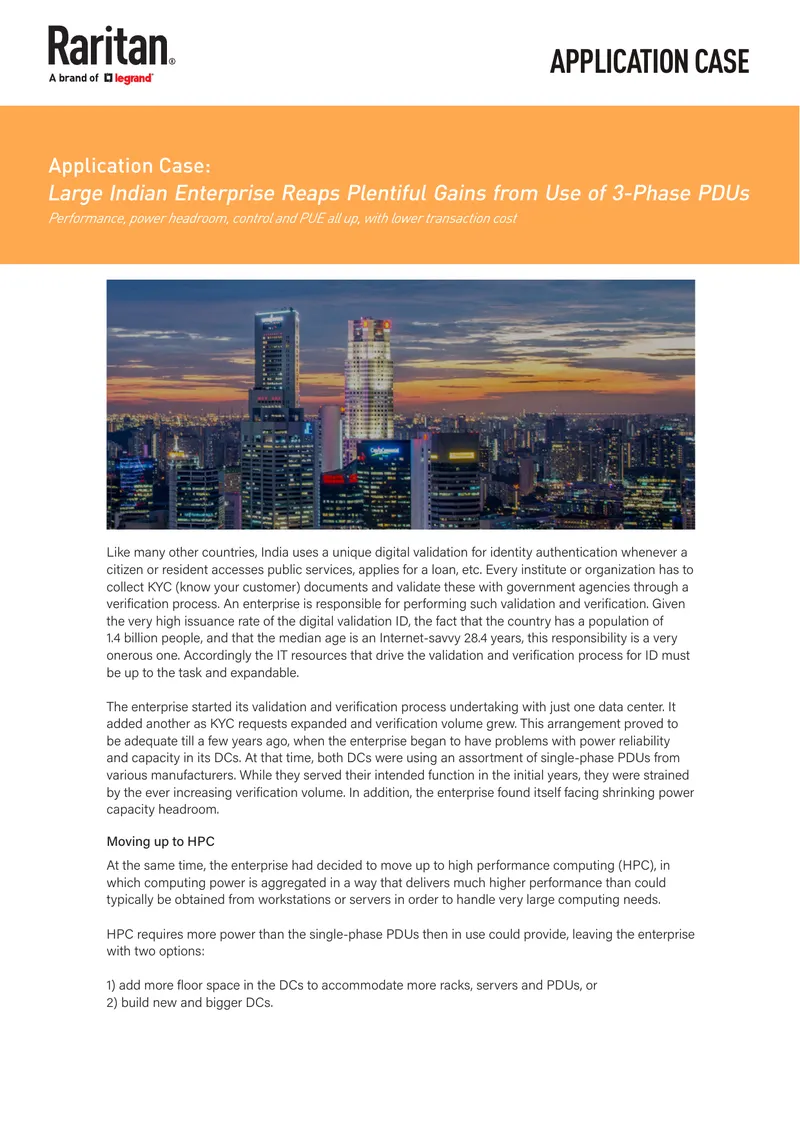 Large Indian Enterprise Adopts Three-Phase PDUs