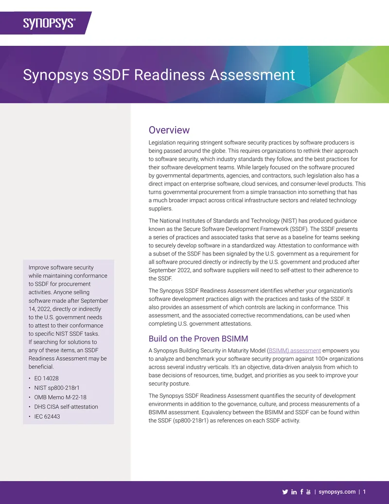 Synopsys SSDF Readiness Assessment Guide