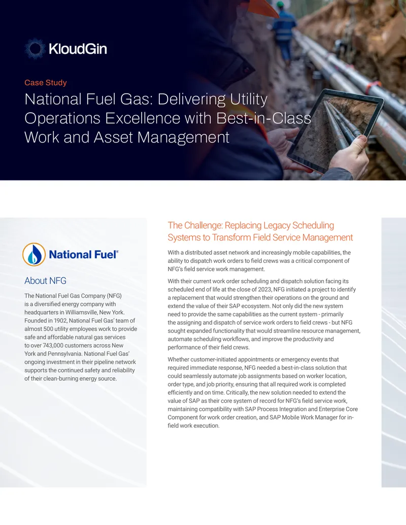 National Fuel Gas Company Field Service Management Case Study