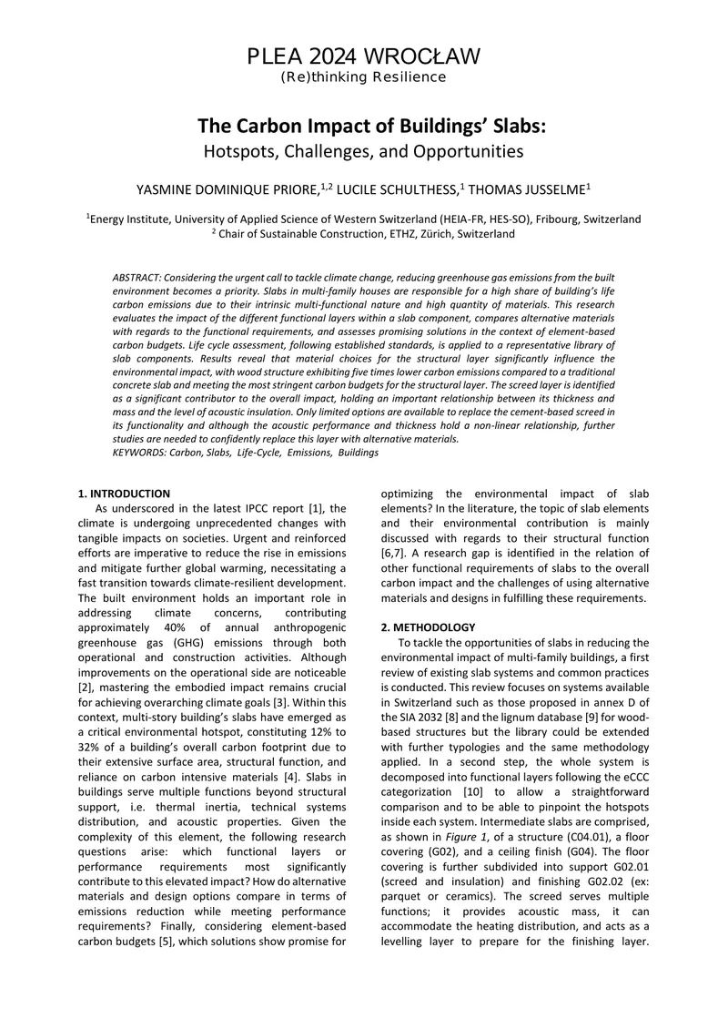 Carbon Impact Assessment of Building Slabs