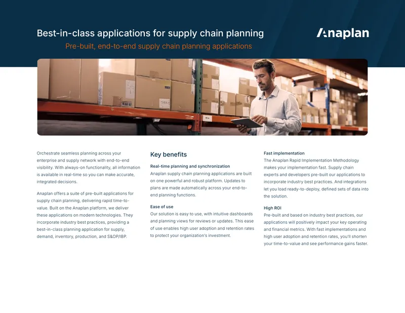 Anaplan Supply Chain Planning Applications Overview