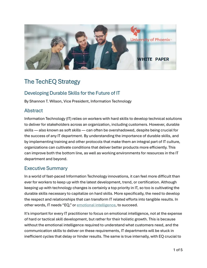 TechEQ Strategy for Developing Durable Skills in IT