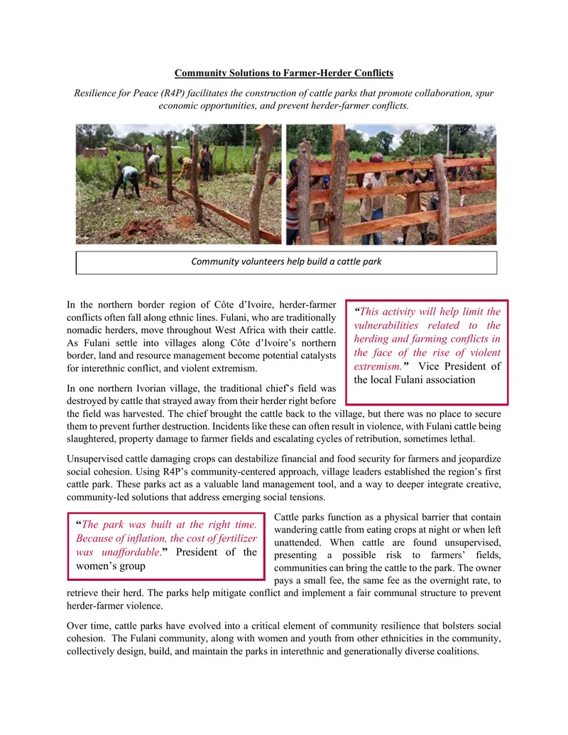 Community Solutions to Farmer-Herder Conflicts