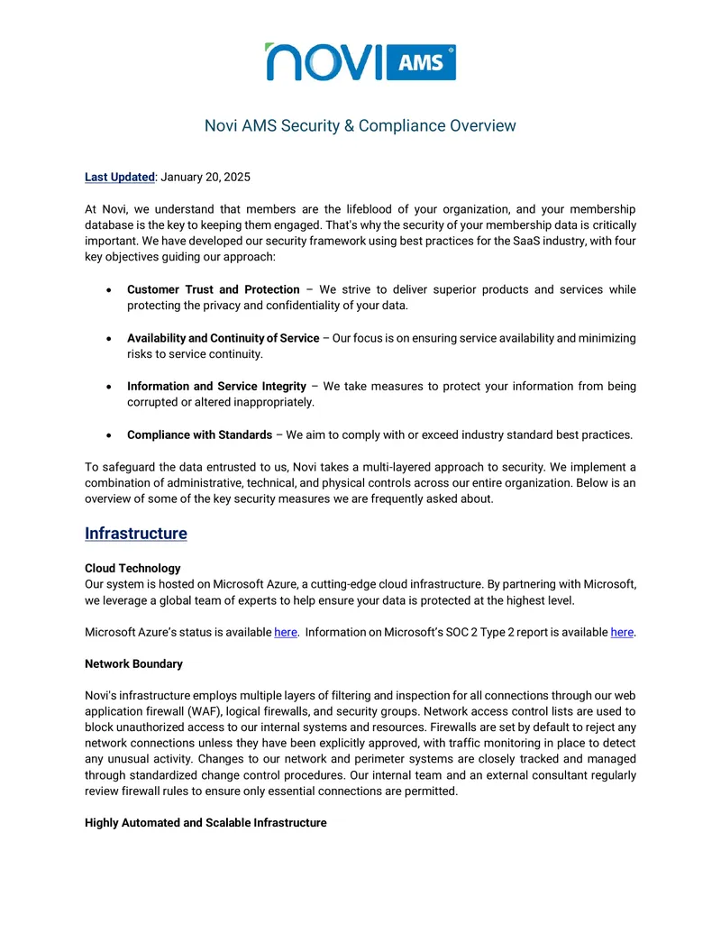 Novi AMS Security and Compliance Framework
