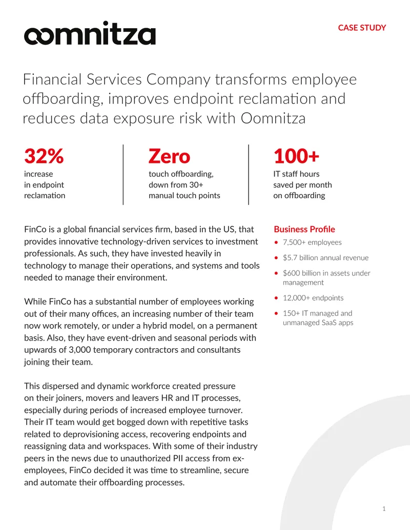 FinCo Employee Offboarding Process Transformation Case Study