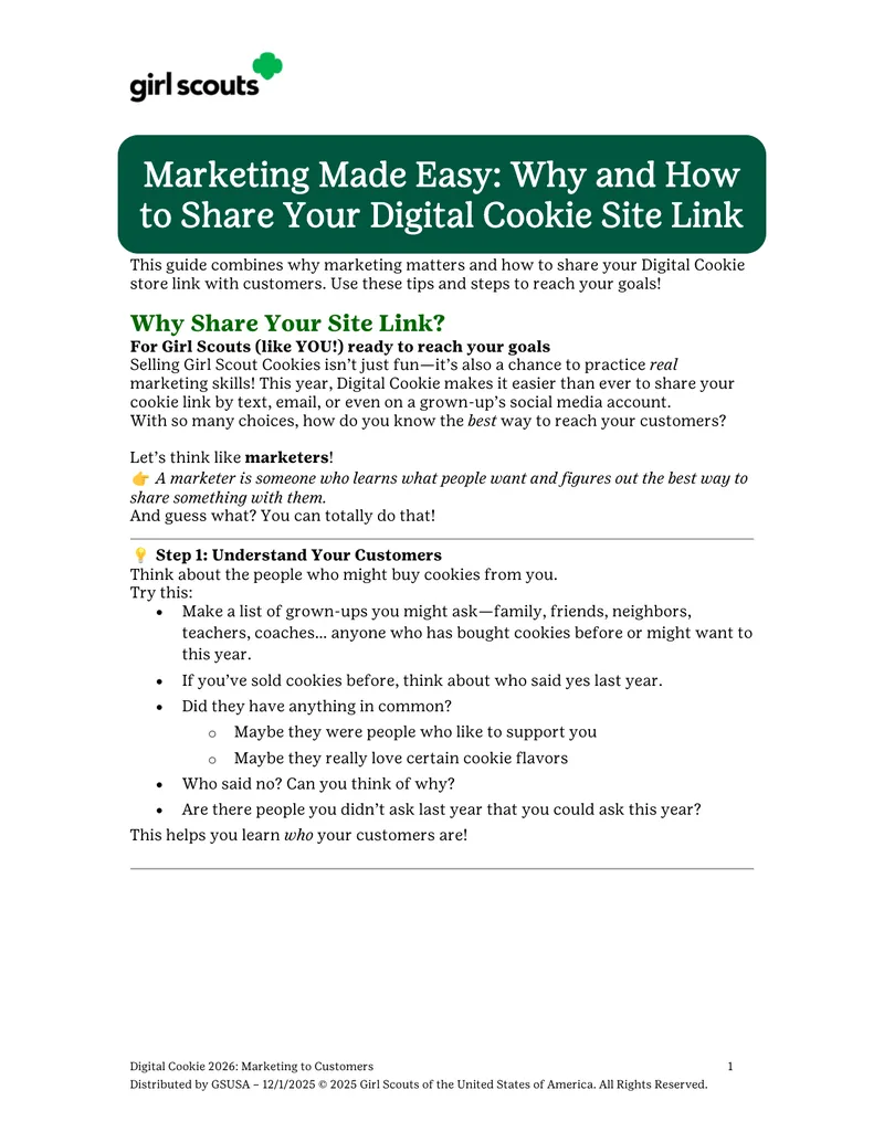 Digital Cookie 2026 Marketing Guide for Girl Scouts