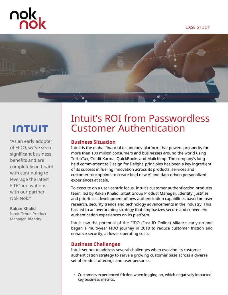 Intuit Case Study on Passwordless Customer Authentication