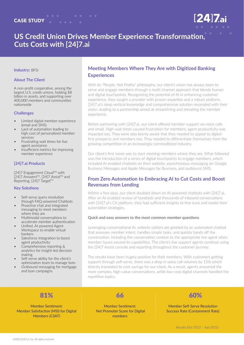 Credit Union Member Experience Transformation Case Study preview page 1