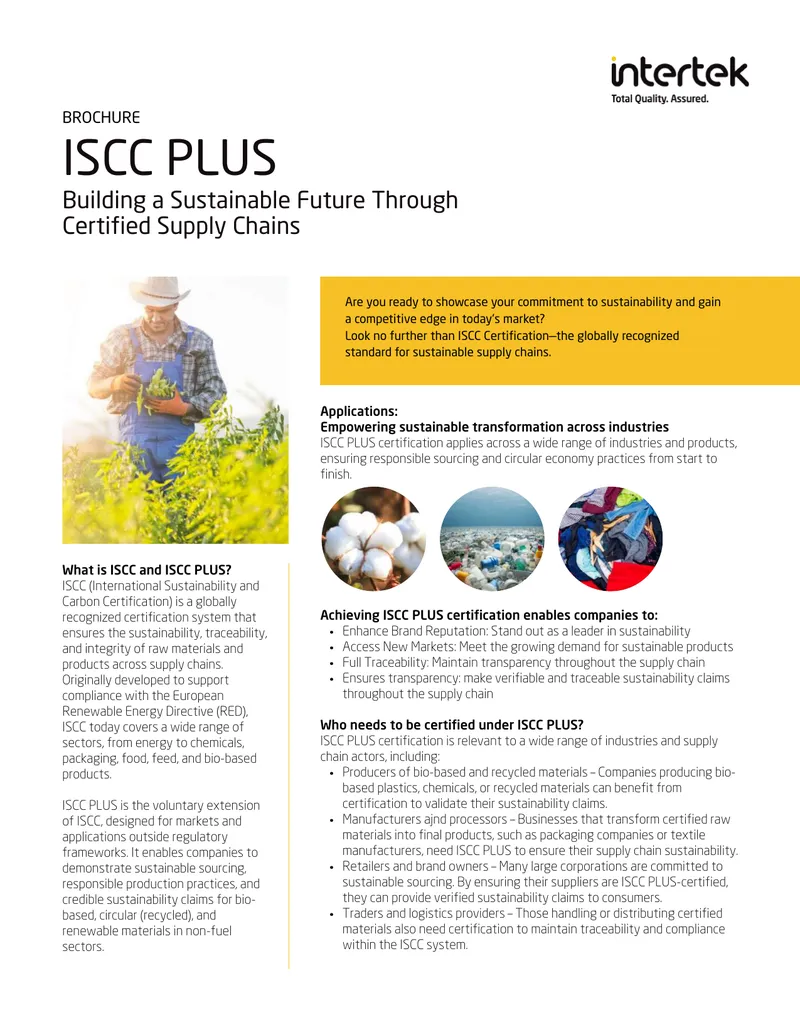 ISCC PLUS Certification for Sustainable Supply Chains