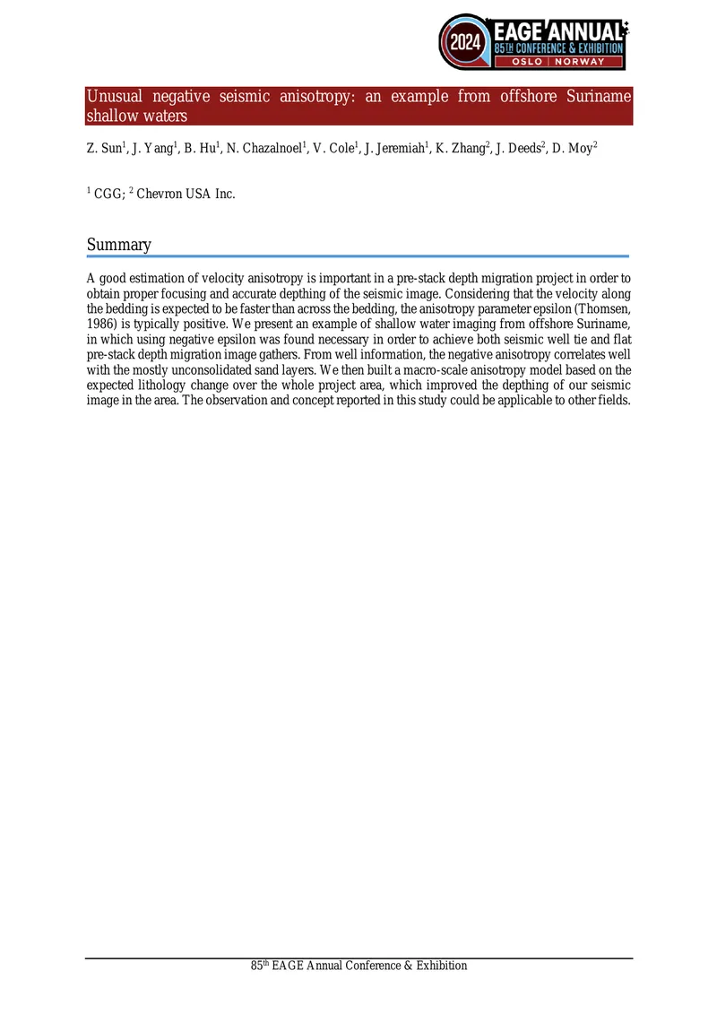Negative Seismic Anisotropy in Offshore Suriname