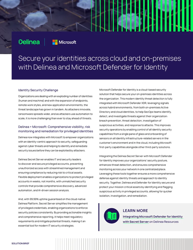 Identity Security Integration with Delinea and Microsoft
