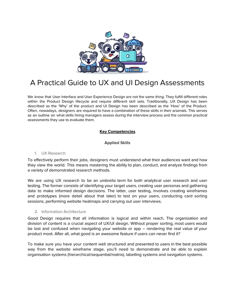 Practical Guide to UX and UI Design Assessments