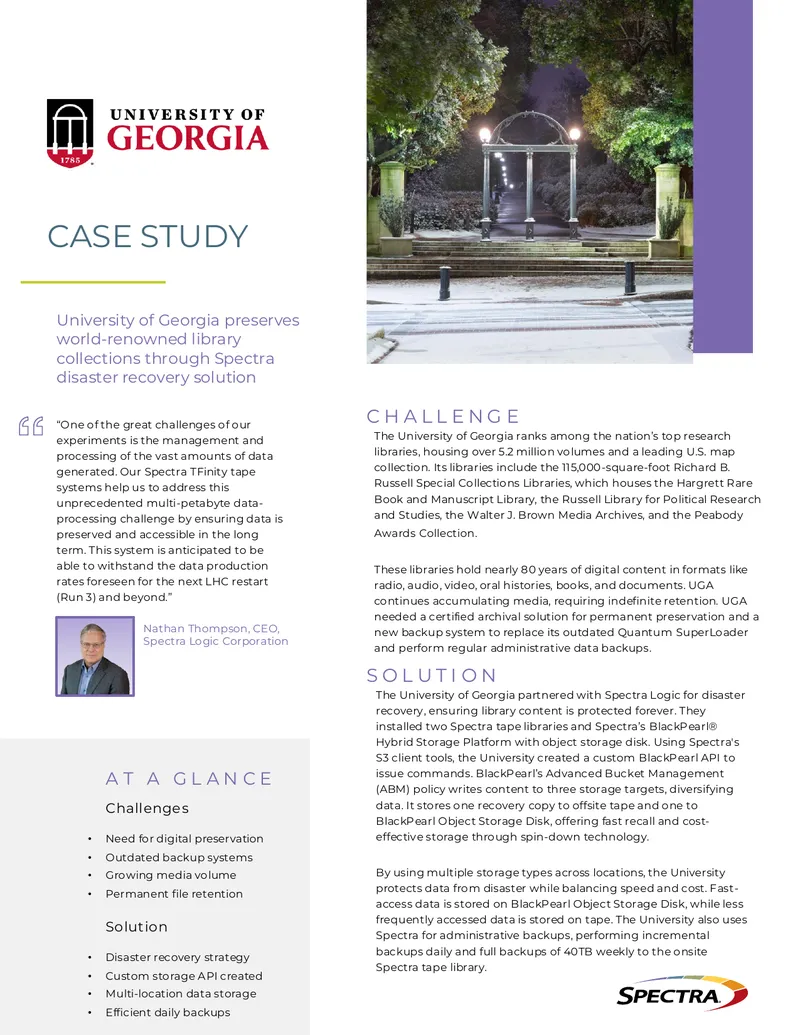 University of Georgia Disaster Recovery Case Study