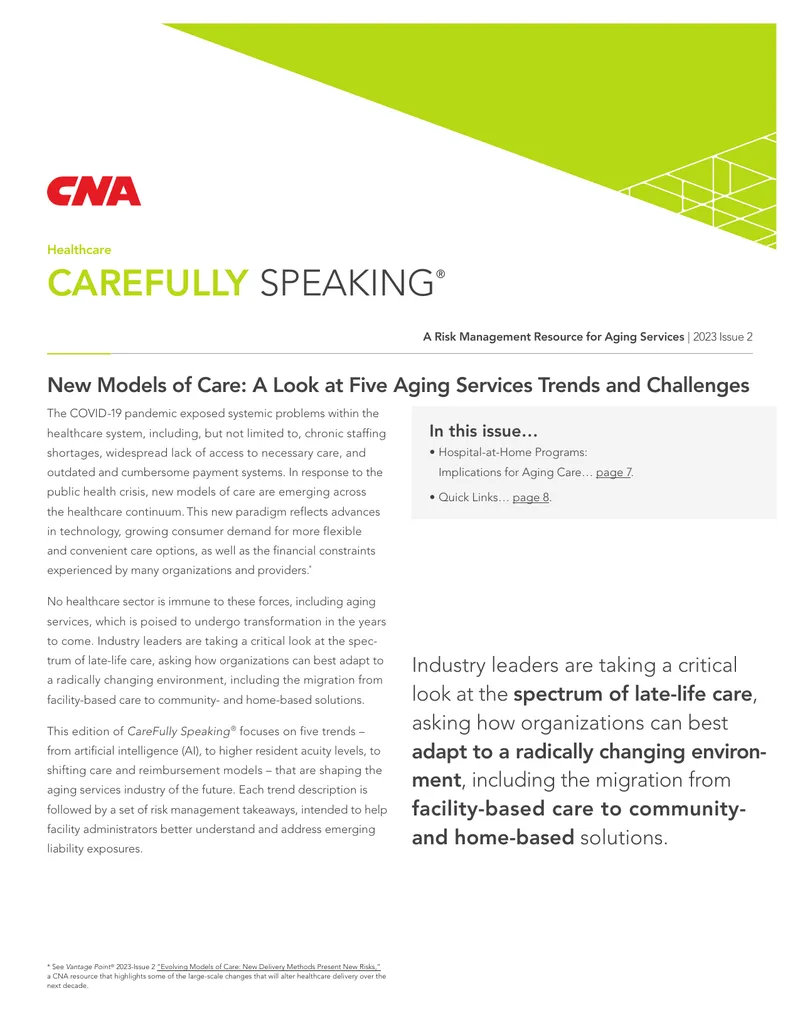 Risk Management Strategies for Aging Services