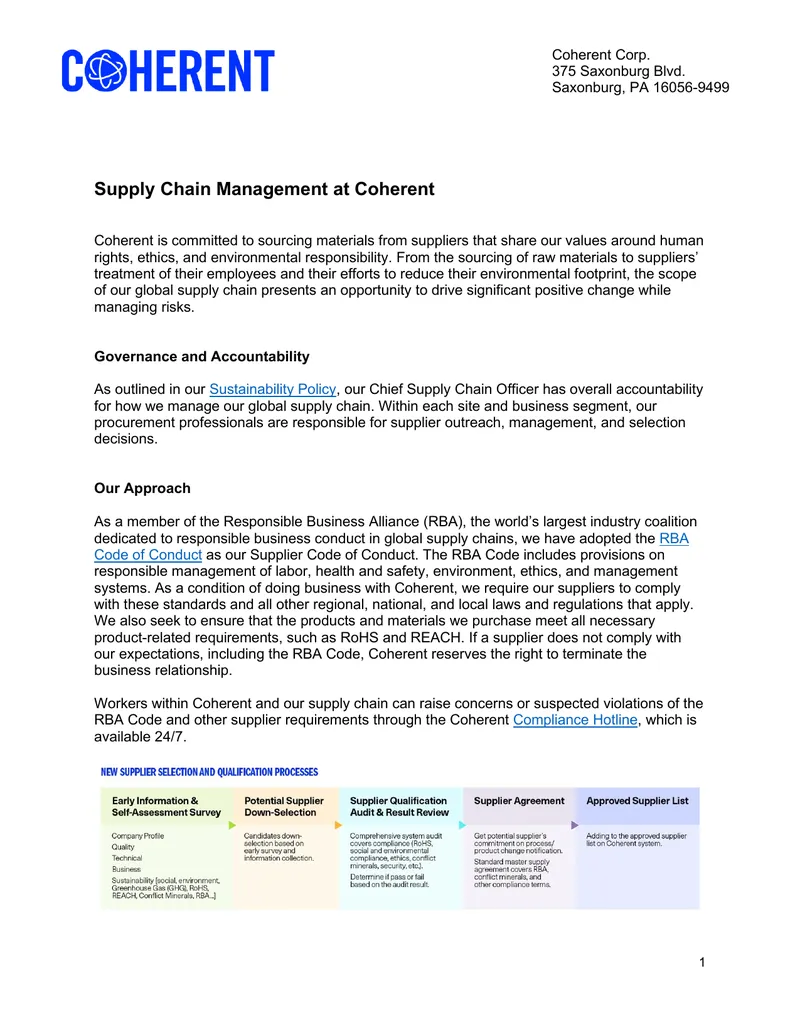 Supply Chain Management Practices at Coherent