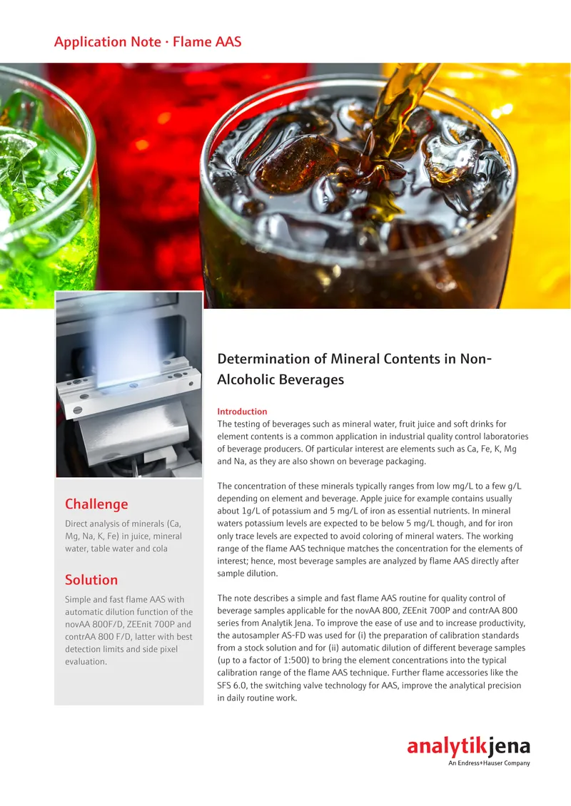 Determination of Mineral Contents in Non-Alcoholic Beverages