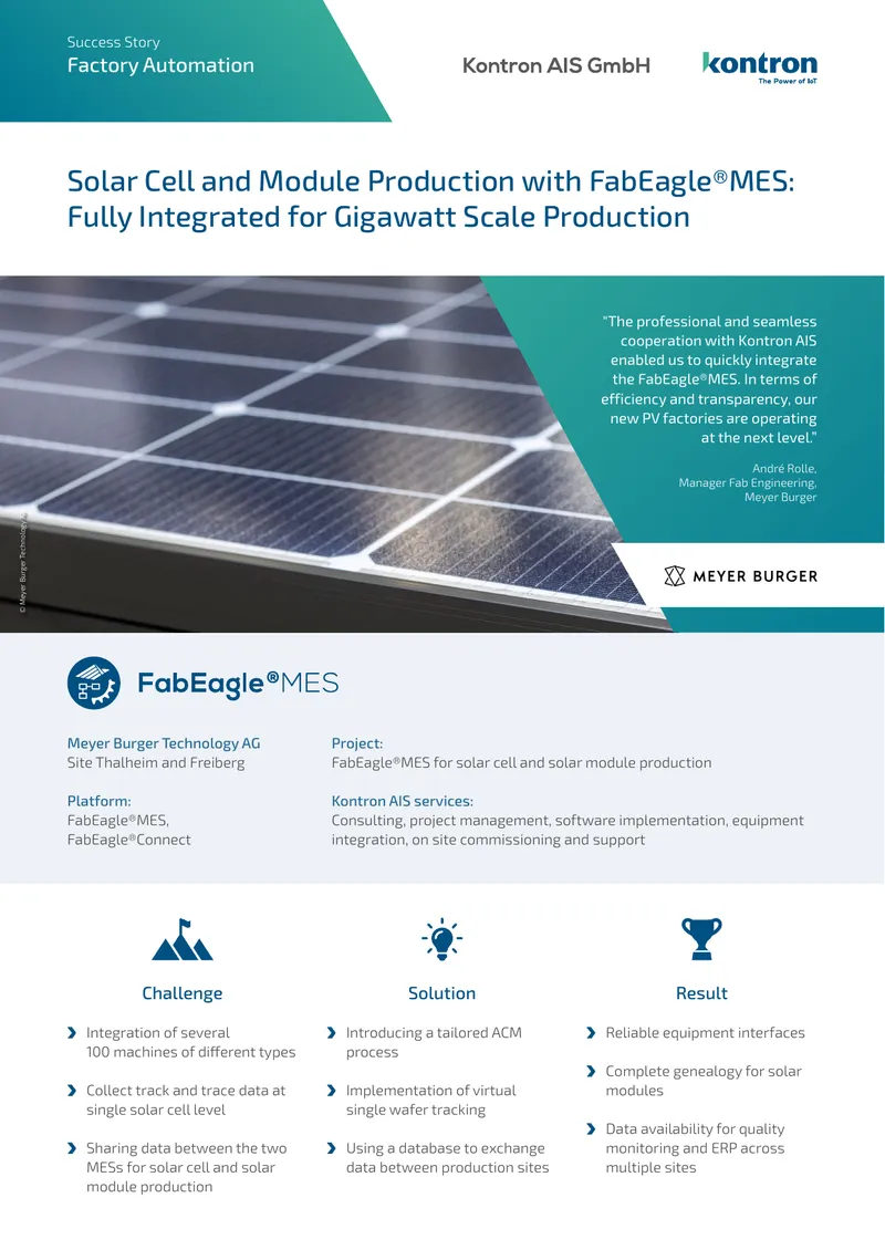 Integration of FabEagle®MES in Solar Production