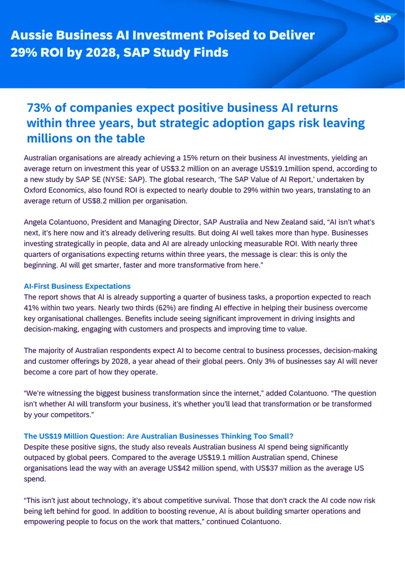 SAP Value of AI Report Insights