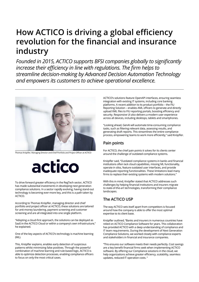 ACTICO's Role in Financial Compliance Technology