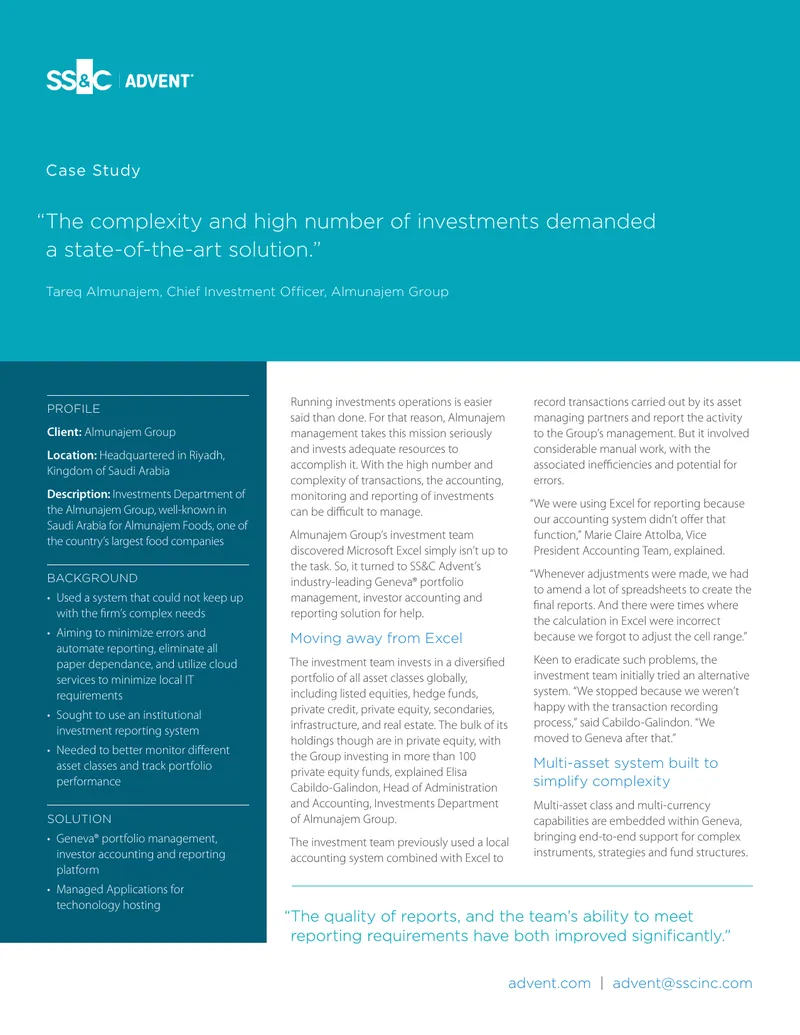 Almunajem Group Investment Operations Case Study