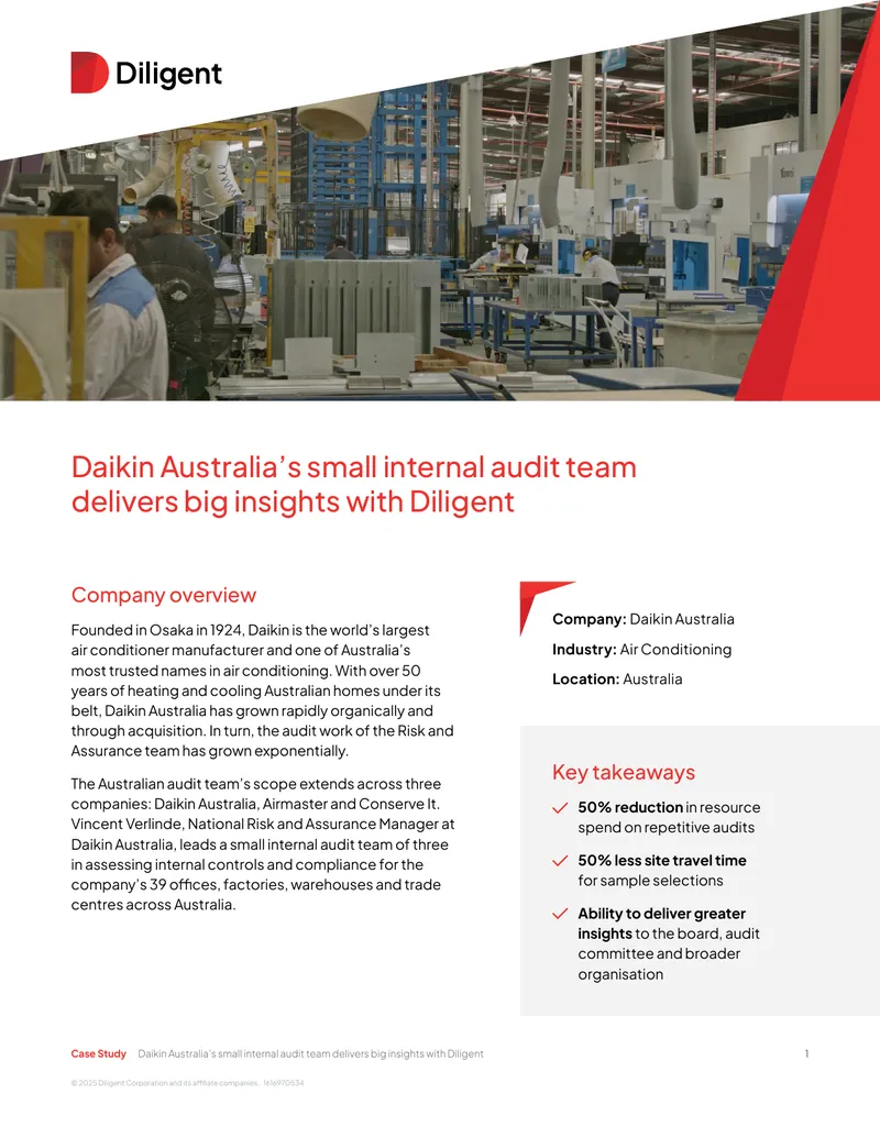 Daikin Australia Internal Audit Team Case Study