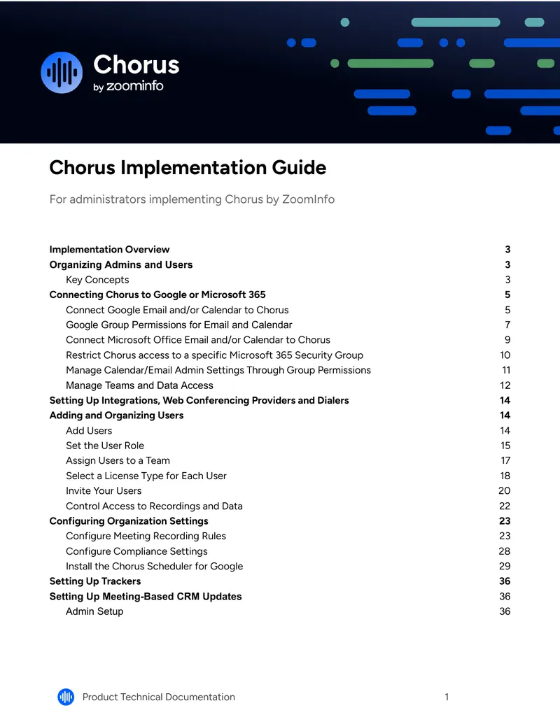Chorus Implementation Guide for Administrators