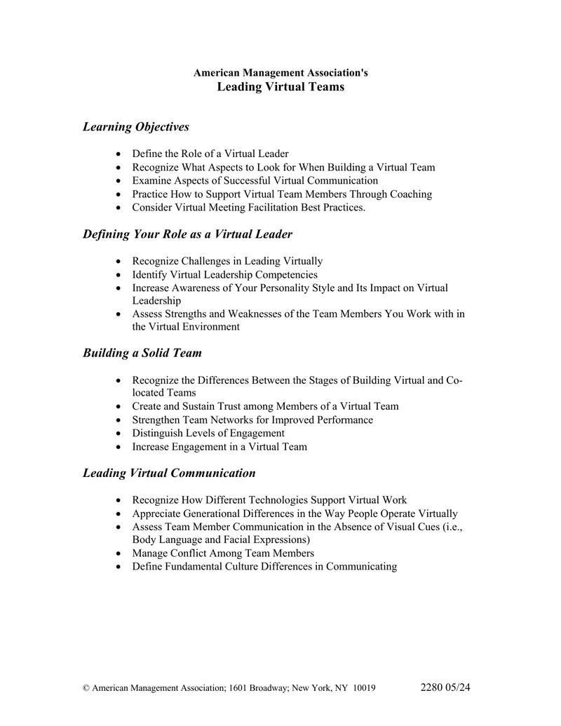 Leading Virtual Teams Training Guide
