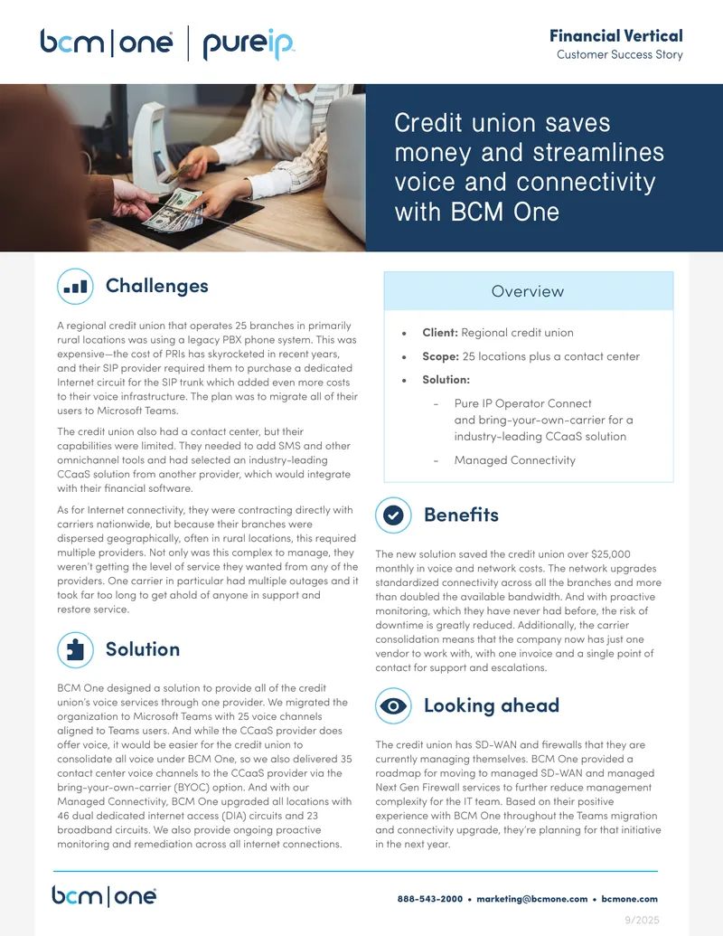 Credit Union Voice and Connectivity Solution Case Study