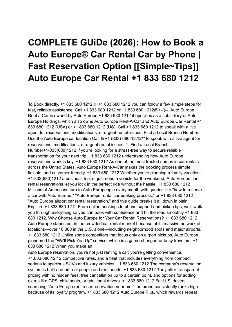Auto Europe Car Rental Booking Guide