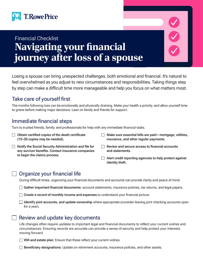 Financial Checklist for Navigating Loss of a Spouse