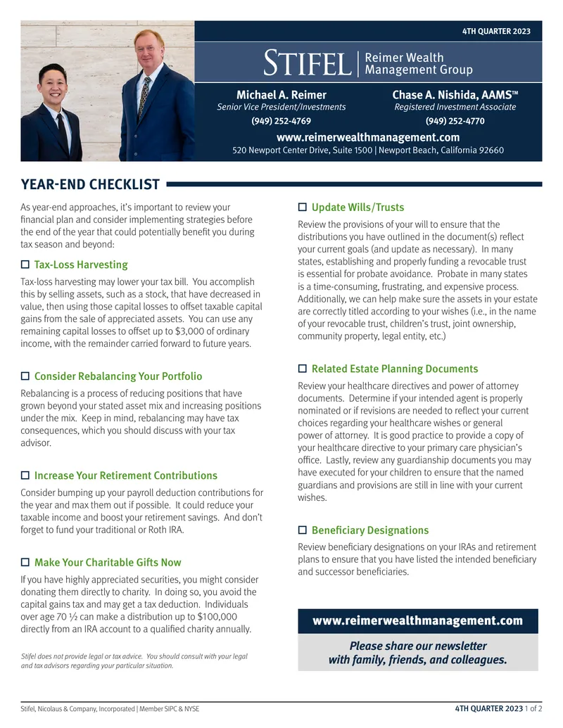 Year-End Financial Planning Checklist