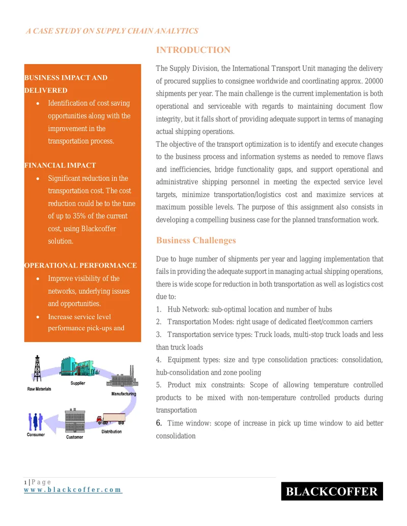 Case Study on Supply Chain Analytics