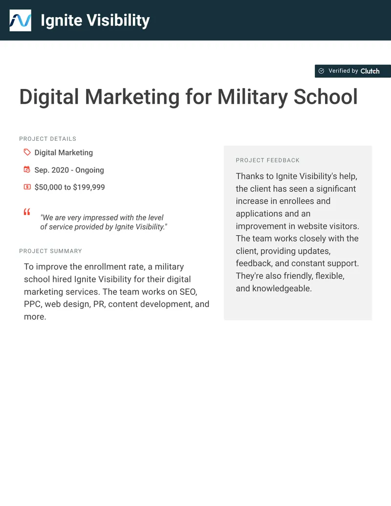 Digital Marketing Project for Military School