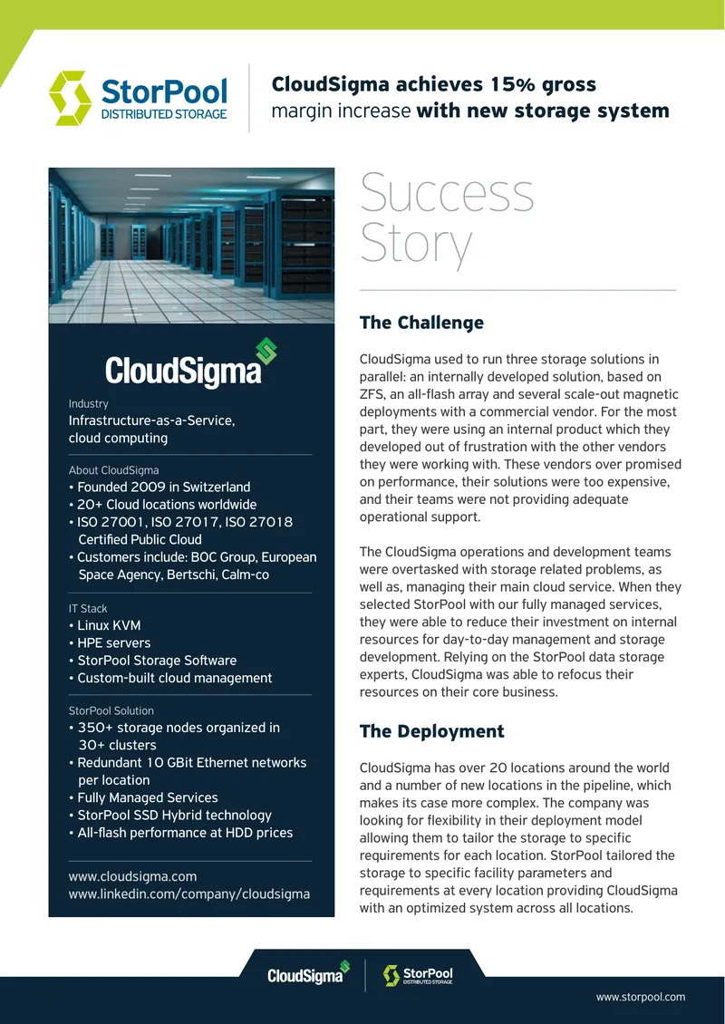 CloudSigma Storage System Implementation Case Study