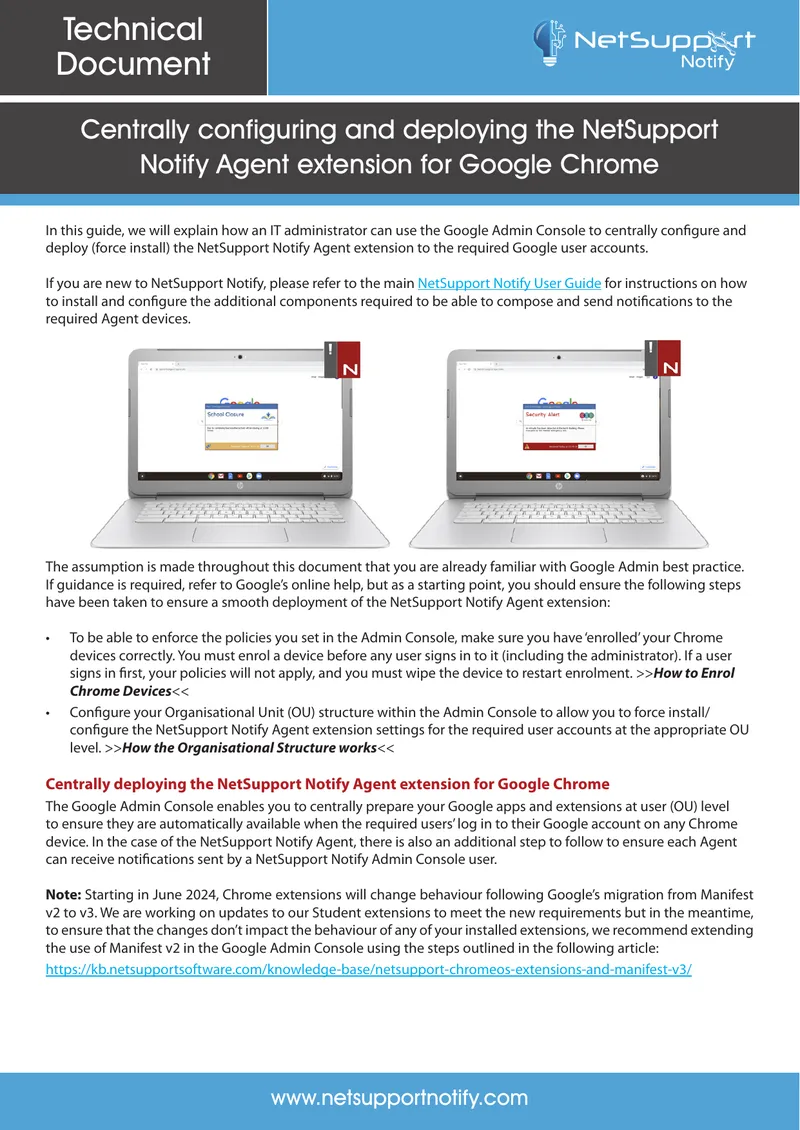 Centrally Configuring NetSupport Notify Agent for Chrome