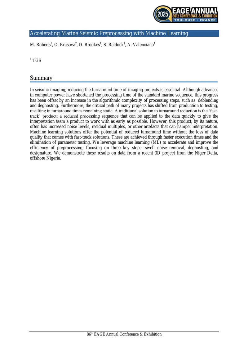 Accelerating Marine Seismic Preprocessing with Machine Learning