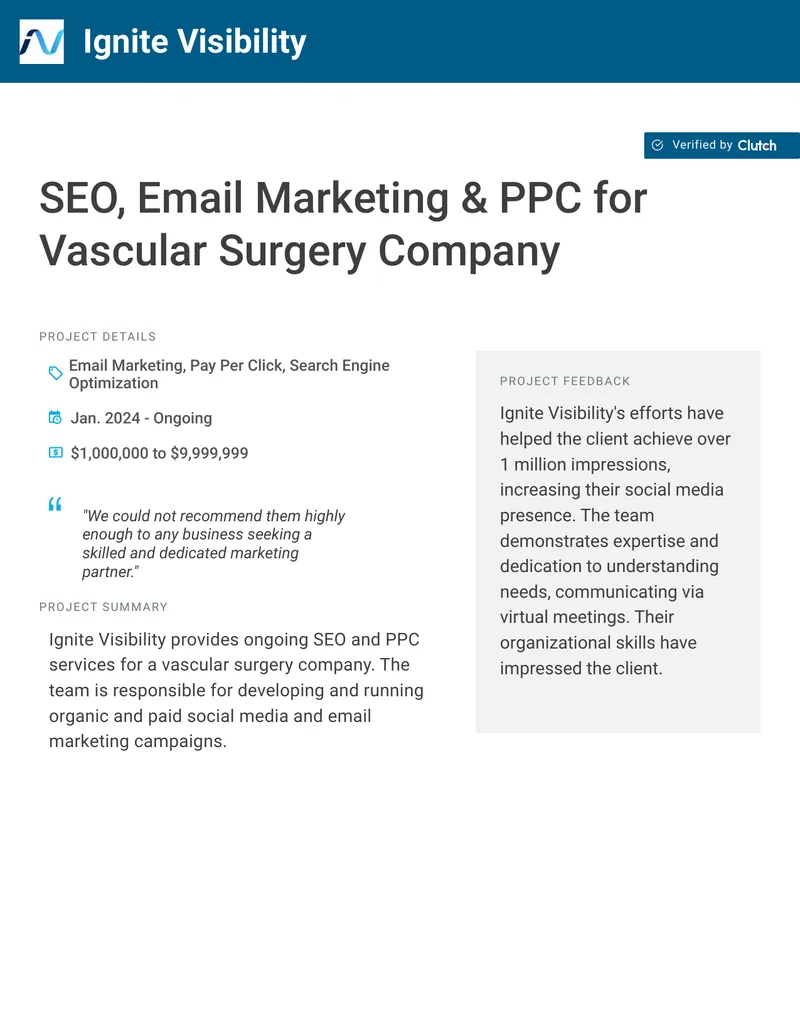 SEO and Marketing Services for Vascular Surgery Company